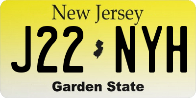 NJ license plate J22NYH