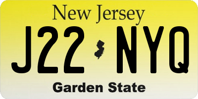 NJ license plate J22NYQ