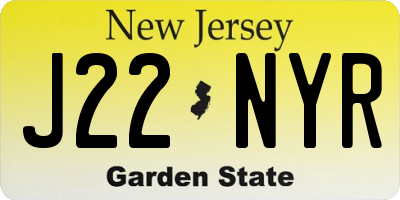 NJ license plate J22NYR
