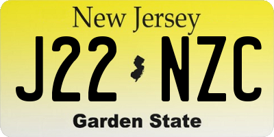 NJ license plate J22NZC