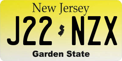 NJ license plate J22NZX