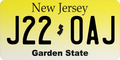 NJ license plate J22OAJ