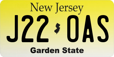 NJ license plate J22OAS