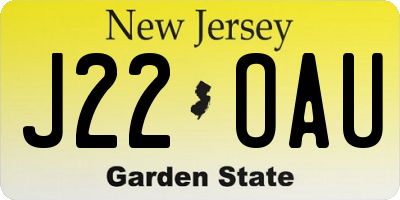 NJ license plate J22OAU