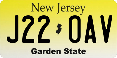 NJ license plate J22OAV