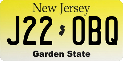 NJ license plate J22OBQ