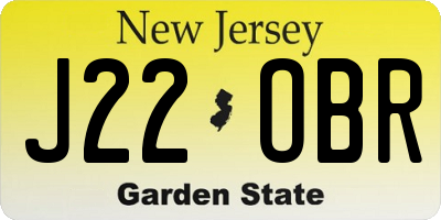 NJ license plate J22OBR
