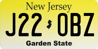 NJ license plate J22OBZ