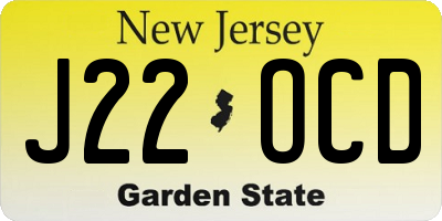 NJ license plate J22OCD
