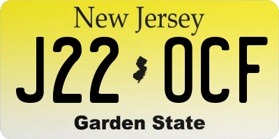 NJ license plate J22OCF
