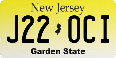 NJ license plate J22OCI
