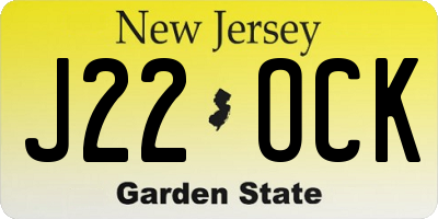 NJ license plate J22OCK