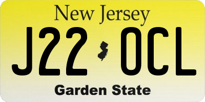 NJ license plate J22OCL