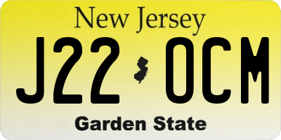 NJ license plate J22OCM