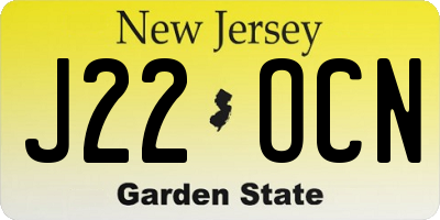 NJ license plate J22OCN