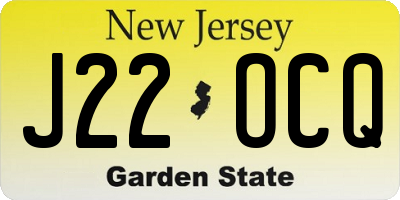 NJ license plate J22OCQ