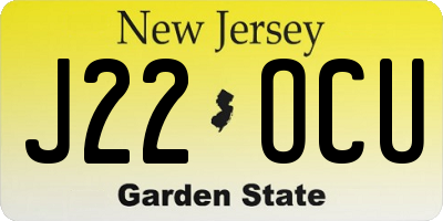 NJ license plate J22OCU