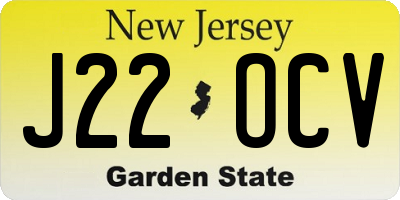 NJ license plate J22OCV