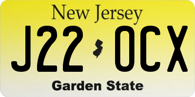 NJ license plate J22OCX