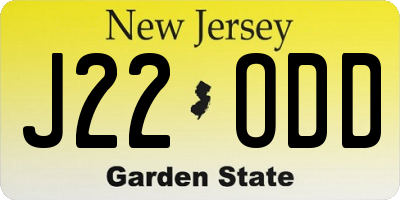 NJ license plate J22ODD