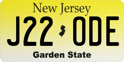 NJ license plate J22ODE
