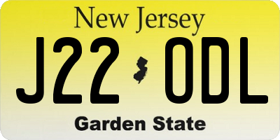 NJ license plate J22ODL