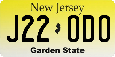 NJ license plate J22ODO