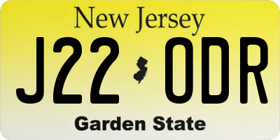 NJ license plate J22ODR