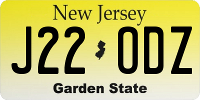 NJ license plate J22ODZ