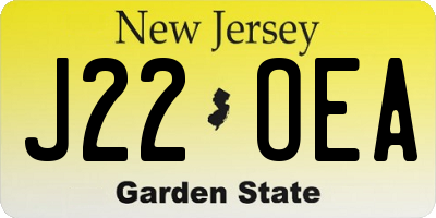 NJ license plate J22OEA