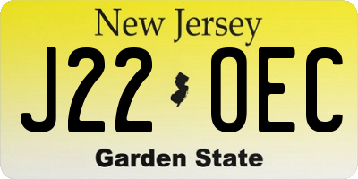 NJ license plate J22OEC