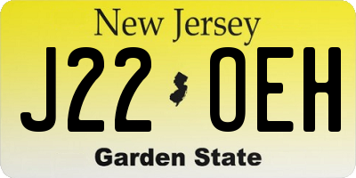 NJ license plate J22OEH