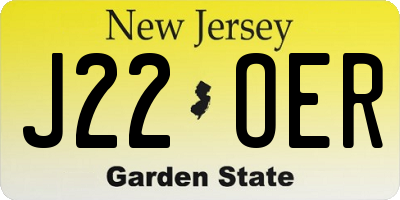 NJ license plate J22OER