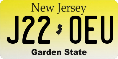 NJ license plate J22OEU