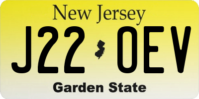 NJ license plate J22OEV