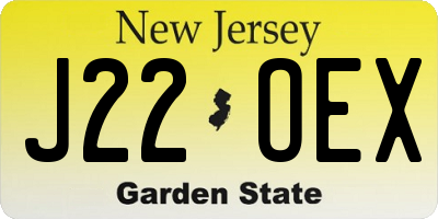 NJ license plate J22OEX