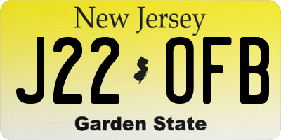 NJ license plate J22OFB