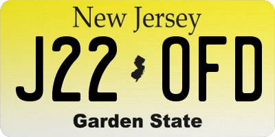 NJ license plate J22OFD