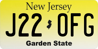 NJ license plate J22OFG