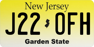 NJ license plate J22OFH