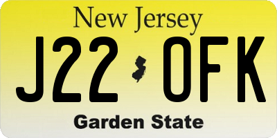 NJ license plate J22OFK