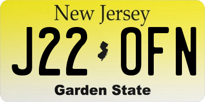 NJ license plate J22OFN