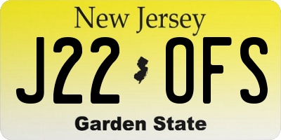 NJ license plate J22OFS