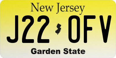 NJ license plate J22OFV