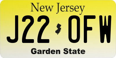 NJ license plate J22OFW
