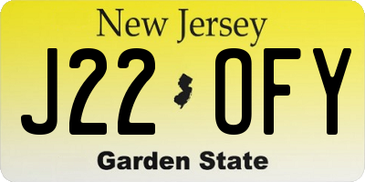 NJ license plate J22OFY