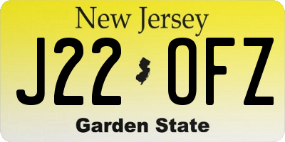 NJ license plate J22OFZ
