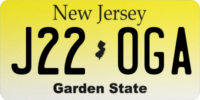 NJ license plate J22OGA