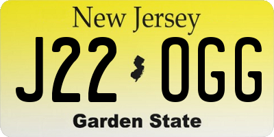 NJ license plate J22OGG