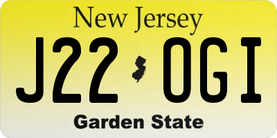NJ license plate J22OGI